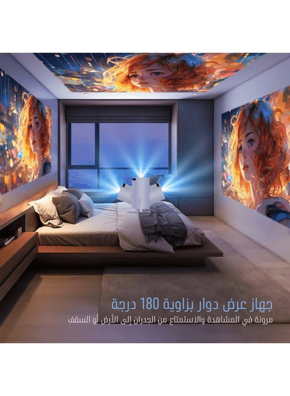 بروجكتر محمول جيبي 5G واي فاي أندرويد 11.0 يدعم 130 بوصة مسرح منزلي بروجكتور عالي الدقة برجكتر للاستخدام الداخلي والخارجي برجكتورهدية عيد ميلاد متوافق مع TV Stick/HDMI/USB/PS5/iOS/PS4