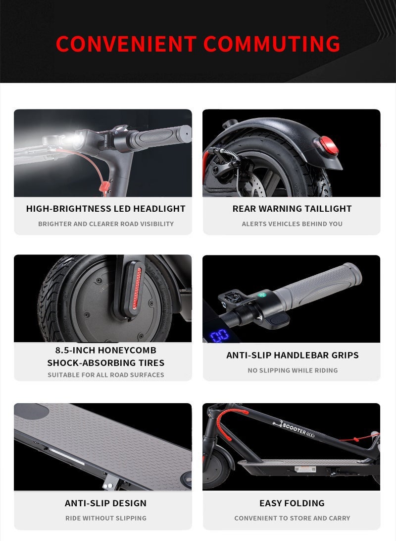 سكوتر كهربائي بهيكل من سبائك الألومنيوم، خفيف وسهل الحمل، سكوتر سريع الطي بعجلتين، نظام إدارة بطارية 36 فولت 7.8 أمبير/ساعة