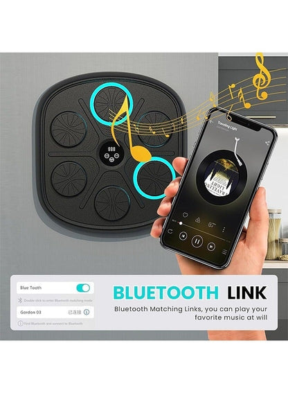 آلة تدريب ملاكمة مثبتة على الحائط ، آلة ملاكمة للموسيقى الذكية مع قفازات الملاكمة و 6 أضواء وبلوتوث مستشعر المستشعر الهدف