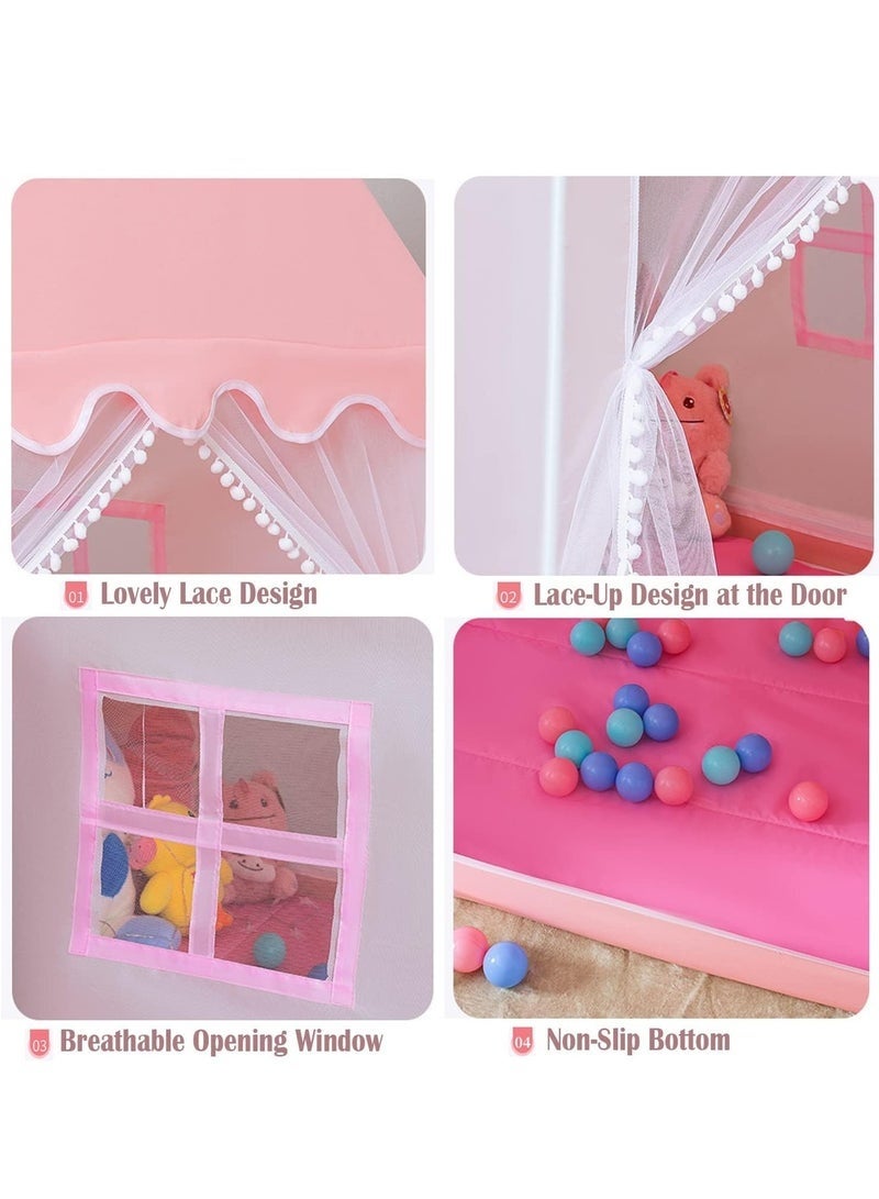 خيمة ألعاب للأطفال، تصميم قلعة الأميرة، مثالية كهديّة للفتيات. بيت لعب مناسب للأطفال الصغار للاستخدام داخل المنزل أو خارجه. لا تحتوي على إضاءة أو لوحة إسفنجية.