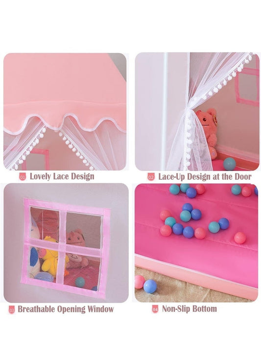 خيمة ألعاب للأطفال، تصميم قلعة الأميرة، مثالية كهديّة للفتيات. بيت لعب مناسب للأطفال الصغار للاستخدام داخل المنزل أو خارجه. لا تحتوي على إضاءة أو لوحة إسفنجية.