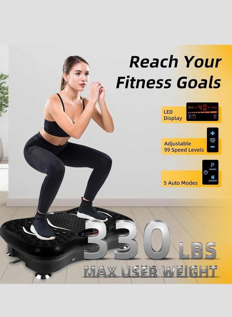 منصة اهتزاز للياقة والرشاقة لتمارين الجسم بالكامل، دعم التصريف اللمفاوي، لفقدان الوزن وشدّ العضلات مع شدة قابلة للتعديل