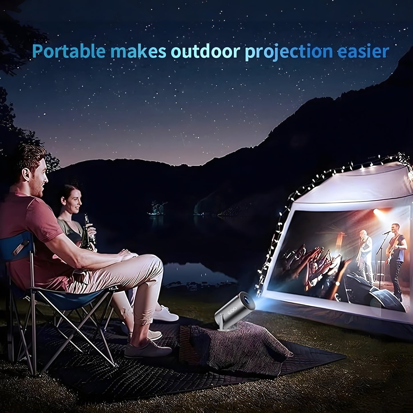 EGG | Model X-3 Smart Portable Projector (Black)