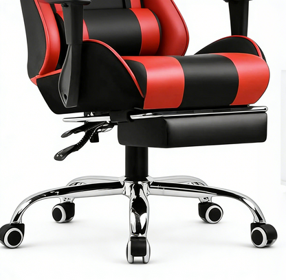 كرسي ألعاب كمبيوتر، كرسي ألعاب بظهر عالي، كرسي ألعاب إلكتروني مريح مع ميلان زاوي كبير وضبط ارتفاع، مع وسادة للرقبة والخصر والساق