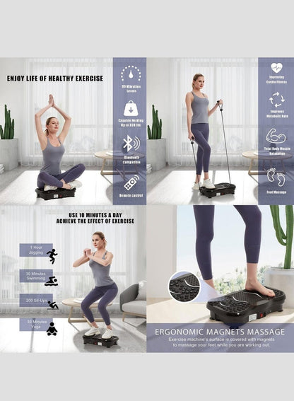 منصة اهتزاز للياقة والرشاقة لتمارين الجسم بالكامل، دعم التصريف اللمفاوي، لفقدان الوزن وشدّ العضلات مع شدة قابلة للتعديل