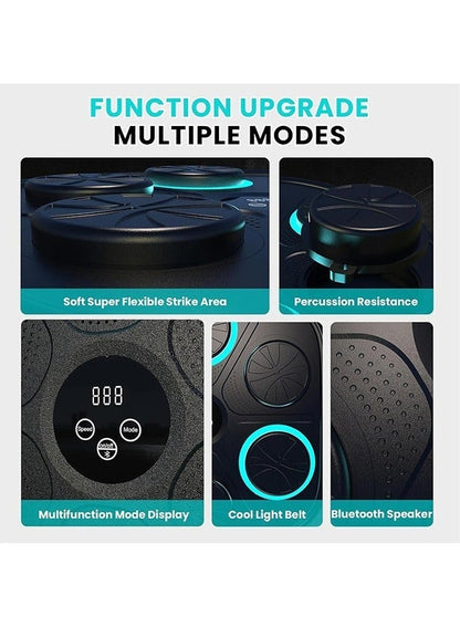 آلة تدريب ملاكمة مثبتة على الحائط ، آلة ملاكمة للموسيقى الذكية مع قفازات الملاكمة و 6 أضواء وبلوتوث مستشعر المستشعر الهدف