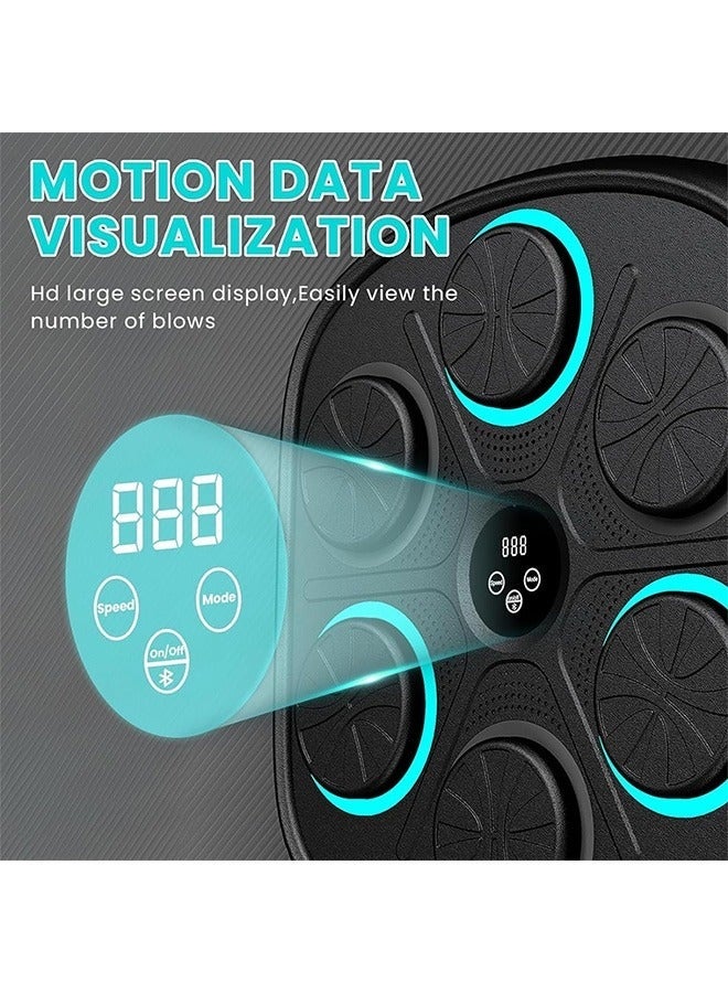 آلة تدريب ملاكمة مثبتة على الحائط ، آلة ملاكمة للموسيقى الذكية مع قفازات الملاكمة و 6 أضواء وبلوتوث مستشعر المستشعر الهدف