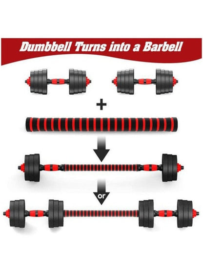 طقم دمبل قابل للتعديل 20كجم يتحول إلى باربل، صفائح فولاذية ومقابض مانعة للانزلاق للمنزل