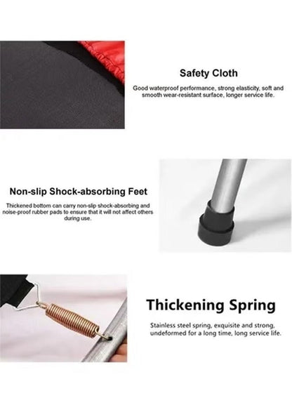 ترامبولين عالي التحمل للاستخدام الداخلي والخارجي، مزوّد بشبكة أمان لضمان تجربة قفز ممتعة وآمنة.