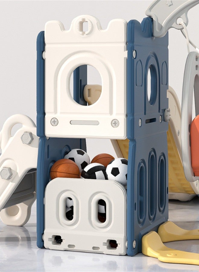 مجموعة زحليقة وأرجوحة داخلية وخارجية للأطفال مع سلة كرة – طقم ألعاب ترفيهي لحديثي المشي والأطفال