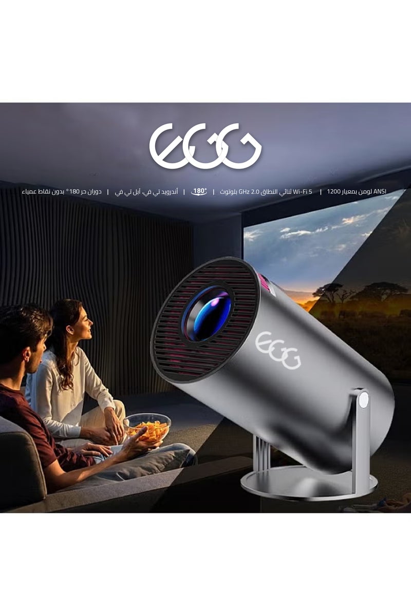 جهاز عرض صغير محمول - 5G Wifi 6 BT 5.2 Android 11، جهاز عرض 4K 1080P Full HD يدعم 8000 لومن، جهاز عرض LED تلقائي لتصحيح الانحراف الأفقي، جهاز عرض دوار 180 درجة للهاتف