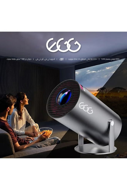 جهاز عرض صغير محمول - 5G Wifi 6 BT 5.2 Android 11، جهاز عرض 4K 1080P Full HD يدعم 8000 لومن، جهاز عرض LED تلقائي لتصحيح الانحراف الأفقي، جهاز عرض دوار 180 درجة للهاتف