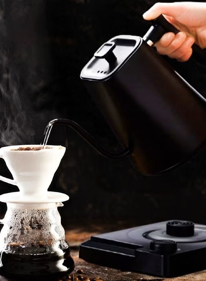 غلاية قهوة بروتيل معقوفة V60 غلاية قهوة 1000 مل 1200 وات مقبض طاقة لضبط درجة الحرارة مع شاشة رقمية عزل تلقائي لدرجة الحرارة من الفولاذ المقاوم للصدأ للمنزل والمكتب والمهاجع
