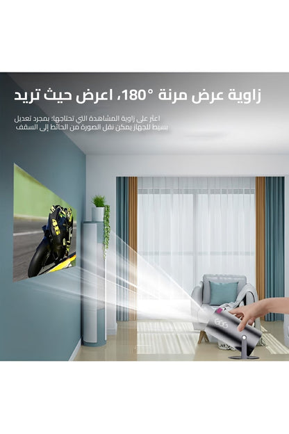 جهاز عرض صغير محمول - 5G Wifi 6 BT 5.2 Android 11، جهاز عرض 4K 1080P Full HD يدعم 8000 لومن، جهاز عرض LED تلقائي لتصحيح الانحراف الأفقي، جهاز عرض دوار 180 درجة للهاتف