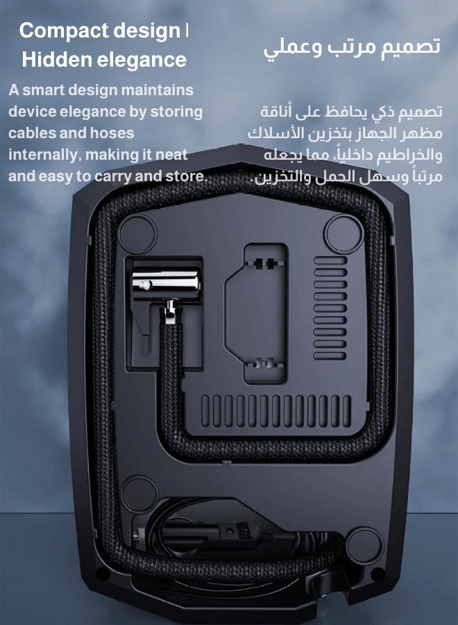 منفاخ إطارات السيارة الرقمي ضاغط هواء مع توقف تلقائي وإضاءة LED 12 فولت مضخة هواء محمولة سريعة للسيارة والدراجة النارية ومرتبة هوائية كروية