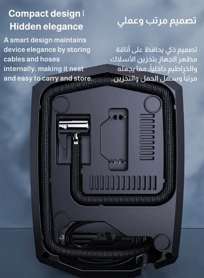 منفاخ إطارات السيارة الرقمي ضاغط هواء مع توقف تلقائي وإضاءة LED 12 فولت مضخة هواء محمولة سريعة للسيارة والدراجة النارية ومرتبة هوائية كروية