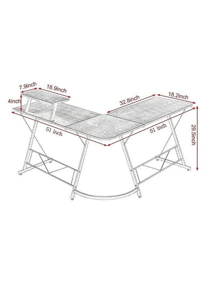 طاولة العاب ومكتب قيمنق وألعاب وطاولة مكتبيه منزليه , مكتب وطاولة كمبيوتر على شكل حرف L ذات جودة عاليه وسهلة التركيب