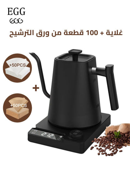 غلاية قهوة بروتيل معقوفة V60 غلاية قهوة 1000 مل 1200 وات مقبض طاقة لضبط درجة الحرارة مع شاشة رقمية عزل تلقائي لدرجة الحرارة من الفولاذ المقاوم للصدأ للمنزل والمكتب والمهاجع