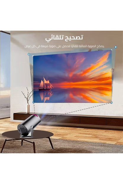 جهاز عرض صغير محمول - 5G Wifi 6 BT 5.2 Android 11، جهاز عرض 4K 1080P Full HD يدعم 8000 لومن، جهاز عرض LED تلقائي لتصحيح الانحراف الأفقي، جهاز عرض دوار 180 درجة للهاتف