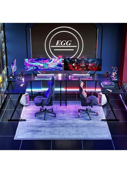 طاولة العاب ومكتب قيمنق وألعاب وطاولة مكتبيه منزليه , مكتب وطاولة كمبيوتر على شكل حرف L ذات جودة عاليه وسهلة التركيب