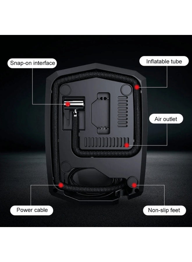 منفاخ إطارات السيارة الرقمي ضاغط هواء مع توقف تلقائي وإضاءة LED 12 فولت مضخة هواء محمولة سريعة للسيارة والدراجة النارية ومرتبة هوائية كروية
