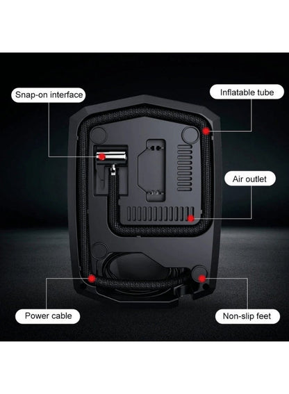 منفاخ إطارات السيارة الرقمي ضاغط هواء مع توقف تلقائي وإضاءة LED 12 فولت مضخة هواء محمولة سريعة للسيارة والدراجة النارية ومرتبة هوائية كروية
