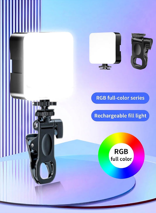 مقطع ضوء التصوير الفوتوغرافي للهاتف والكمبيوتر ، ضوء الفيديو، لوحة ضوء حشو كاميرا LED المحمولة القابلة لإعادة الشحن، ضوء الهاتف المحمول LED للجيب، قابلة للتعتيم 3 تأثيرات الإضاءة، زاوية تعديل 180 درجة، مؤتمر إضاءة الفيديو، TikTok، YouTube