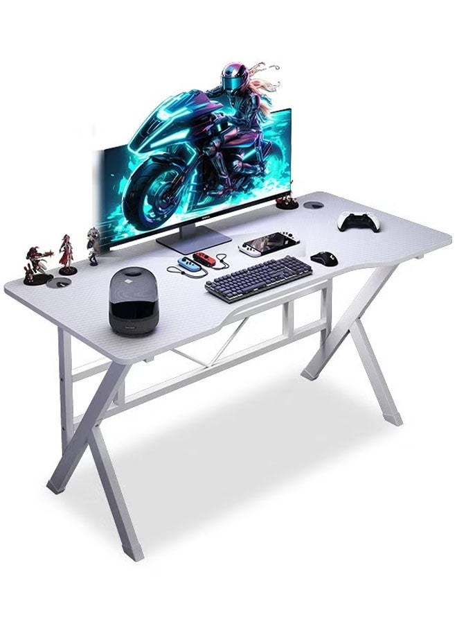 أبيض (140*60*75 cm) طاولة ألعاب ومكتب قيمنق وألعاب وطاولة مكتبيه منزليه , مكتب وطاولة كمبيوتر بسطح من ألياف الكربون على شكل حرف K ذات جودة عاليه وسهلة التركيب