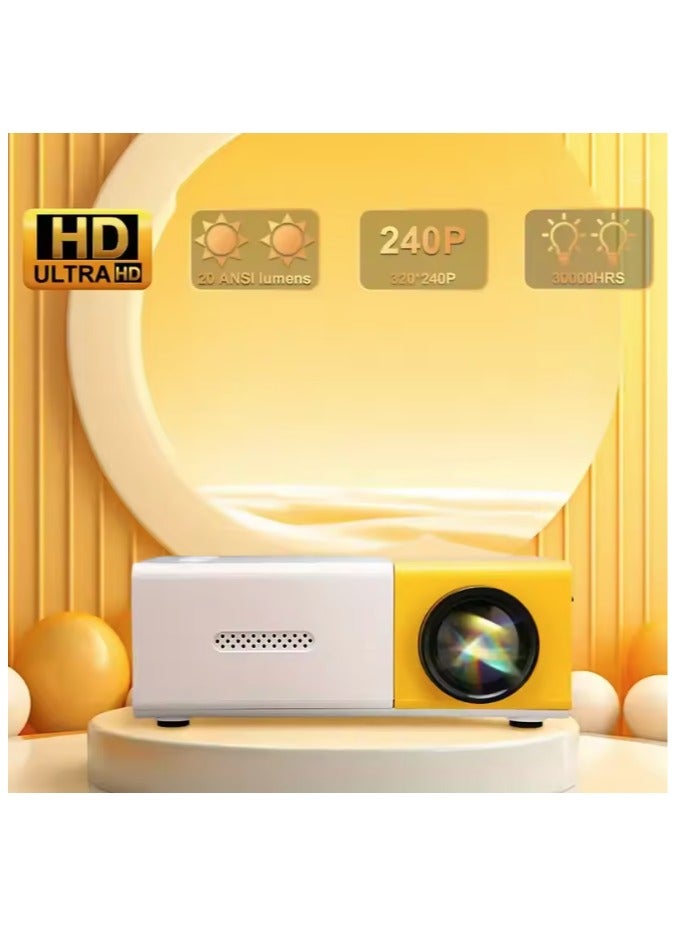 جهاز عرض عالي الوضوح 1080P LED مكتب منزلي صغير محمول، جهاز عرض عالي الدقة، طاقة منخفضة وتبديد حرارة فائق، مشغل فيديو كامل التنسيق: MP4، RMVB، إلخ، يدعم الوسائط المتعددة، مناسب لمختلف فتحات الاتصال