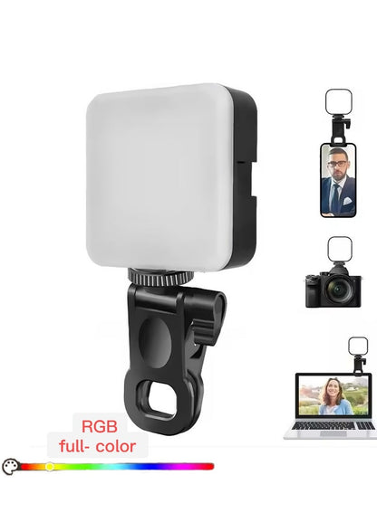 مقطع ضوء التصوير الفوتوغرافي للهاتف والكمبيوتر ، ضوء الفيديو، لوحة ضوء حشو كاميرا LED المحمولة القابلة لإعادة الشحن، ضوء الهاتف المحمول LED للجيب، قابلة للتعتيم 3 تأثيرات الإضاءة، زاوية تعديل 180 درجة، مؤتمر إضاءة الفيديو، TikTok، YouTube
