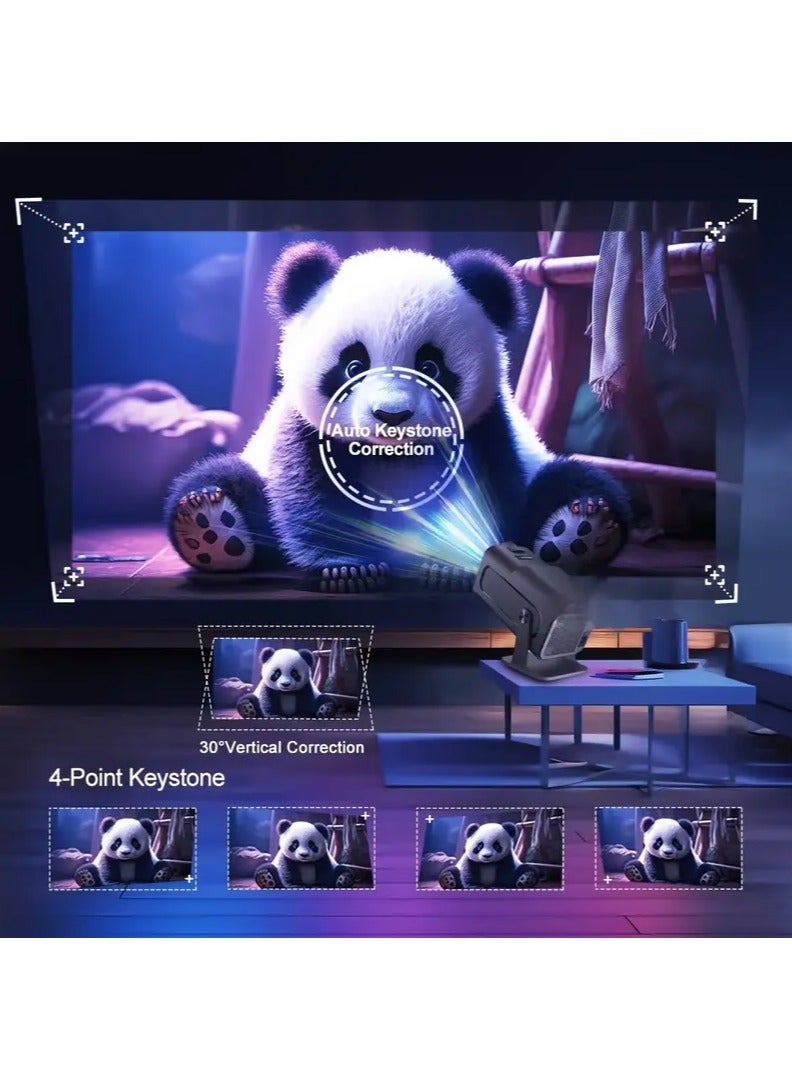 Portable HD Projector - Support 4K - Smart Projector with 5G Dual-band Wifi and Bluetooth 5.0 - Mobile Home Theater - Compatible With Android/iOS/Windows/TV Stick/HDMI/USB