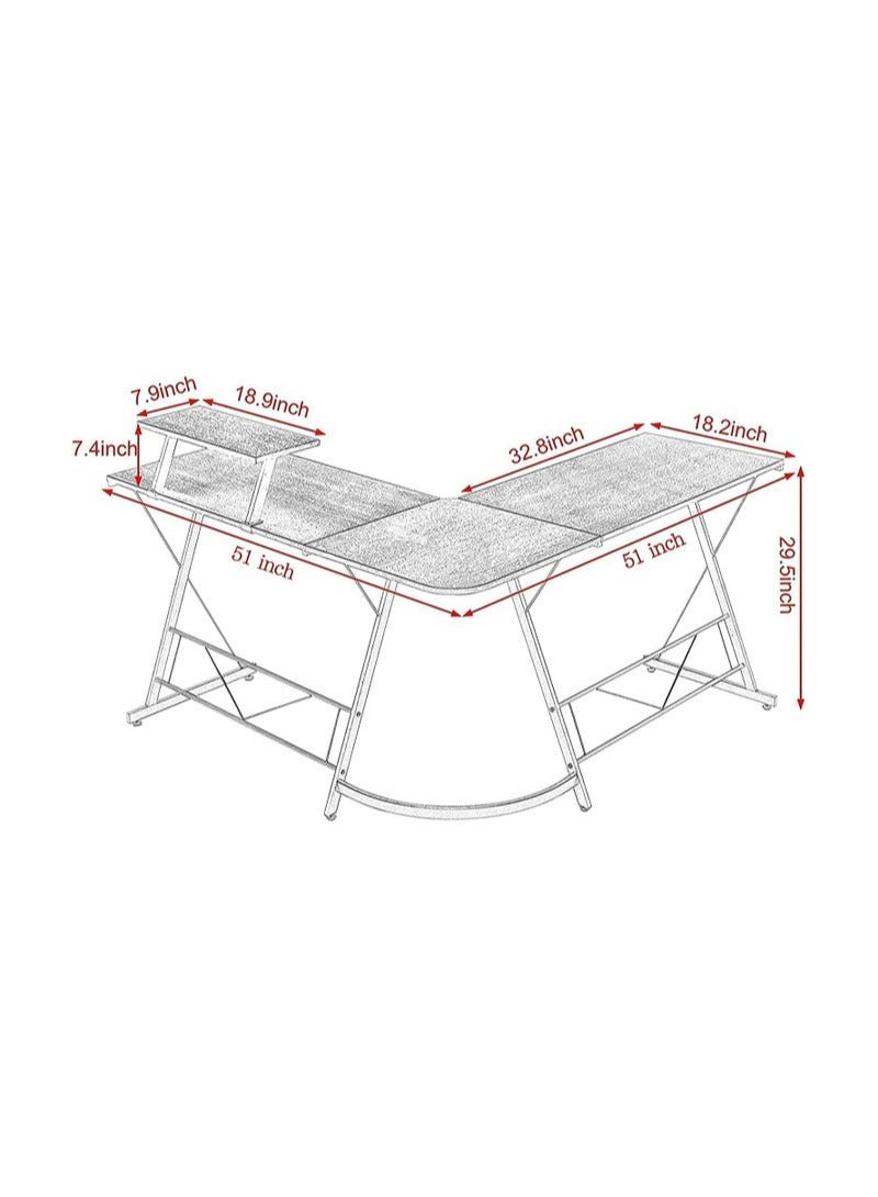 طاولة العاب ومكتب قيمنق وألعاب وطاولة مكتبيه منزليه , مكتب وطاولة كمبيوتر على شكل حرف L ذات جودة عاليه وسهلة التركيب