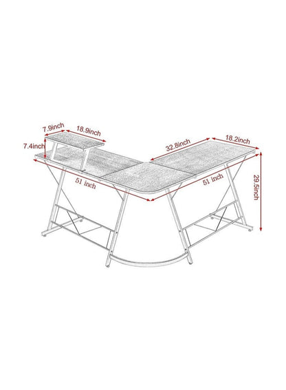 طاولة العاب ومكتب قيمنق وألعاب وطاولة مكتبيه منزليه , مكتب وطاولة كمبيوتر على شكل حرف L ذات جودة عاليه وسهلة التركيب
