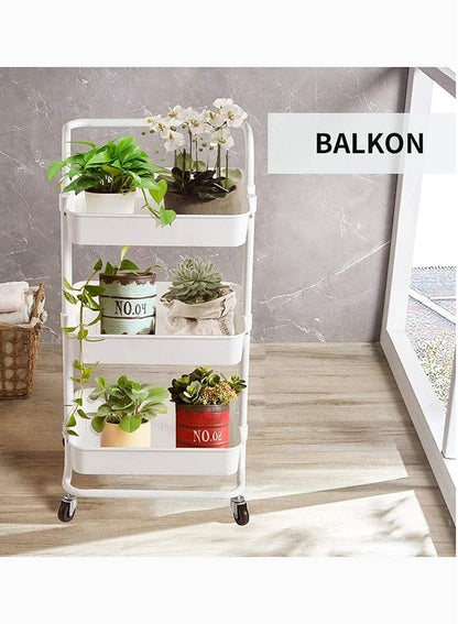 عربة خضار بعجلات متعددة الاستخدامات أبيض 85x45x35سم