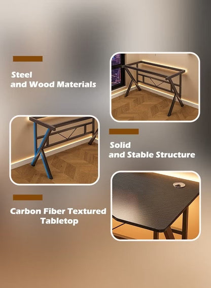 (140*60*75 cm)طاولة ألعاب ومكتب قيمنق وألعاب وطاولة مكتبيه منزليه , مكتب وطاولة كمبيوتر بسطح من ألياف الكربون على شكل حرف K ذات جودة عاليه وسهلة التركيب