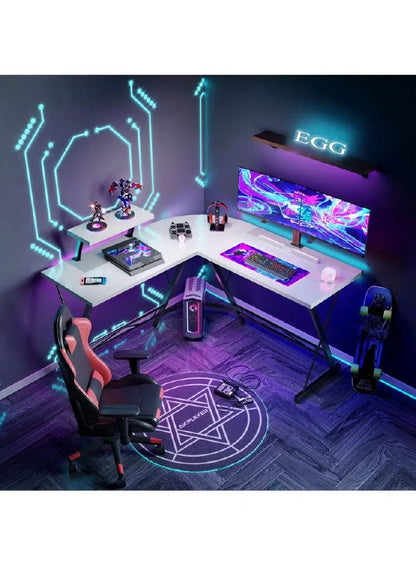 طاولة العاب ومكتب قيمنق وألعاب وطاولة مكتبيه منزليه , مكتب وطاولة كمبيوتر على شكل حرف L ذات جودة عاليه وسهلة التركيب