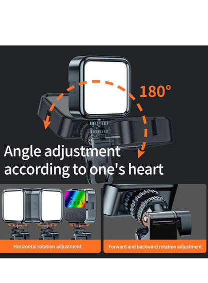 مقطع ضوء التصوير الفوتوغرافي للهاتف والكمبيوتر ، ضوء الفيديو، لوحة ضوء حشو كاميرا LED المحمولة القابلة لإعادة الشحن، ضوء الهاتف المحمول LED للجيب، قابلة للتعتيم 3 تأثيرات الإضاءة، زاوية تعديل 180 درجة، مؤتمر إضاءة الفيديو، TikTok، YouTube